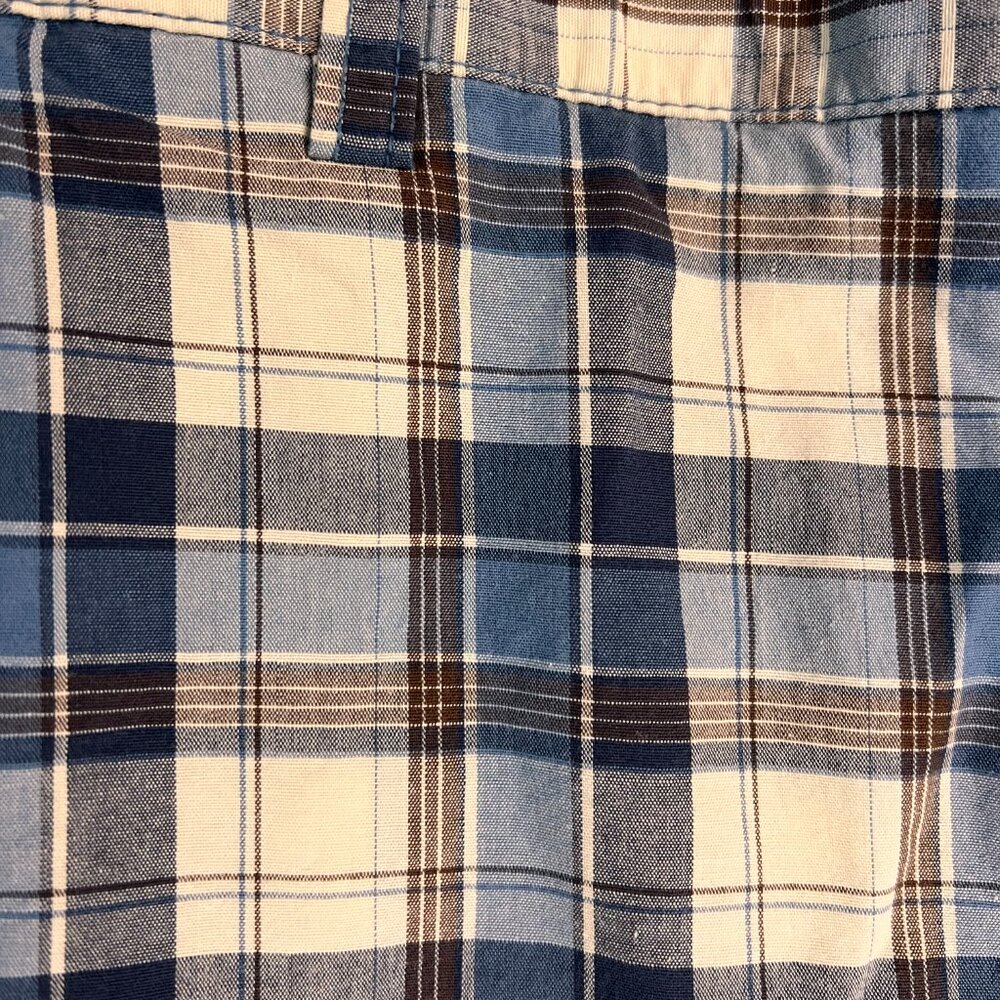 Banana Republic Blue and Brown Plaid Shorts Sz 32 - Picture 3 of 9